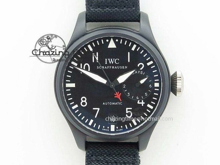 MIROTIME 0325 Fashionable Pilot IW326801 SS MK 1:1 Best Edition Black Dial on Green Nylon Strap MIYOTA 7122